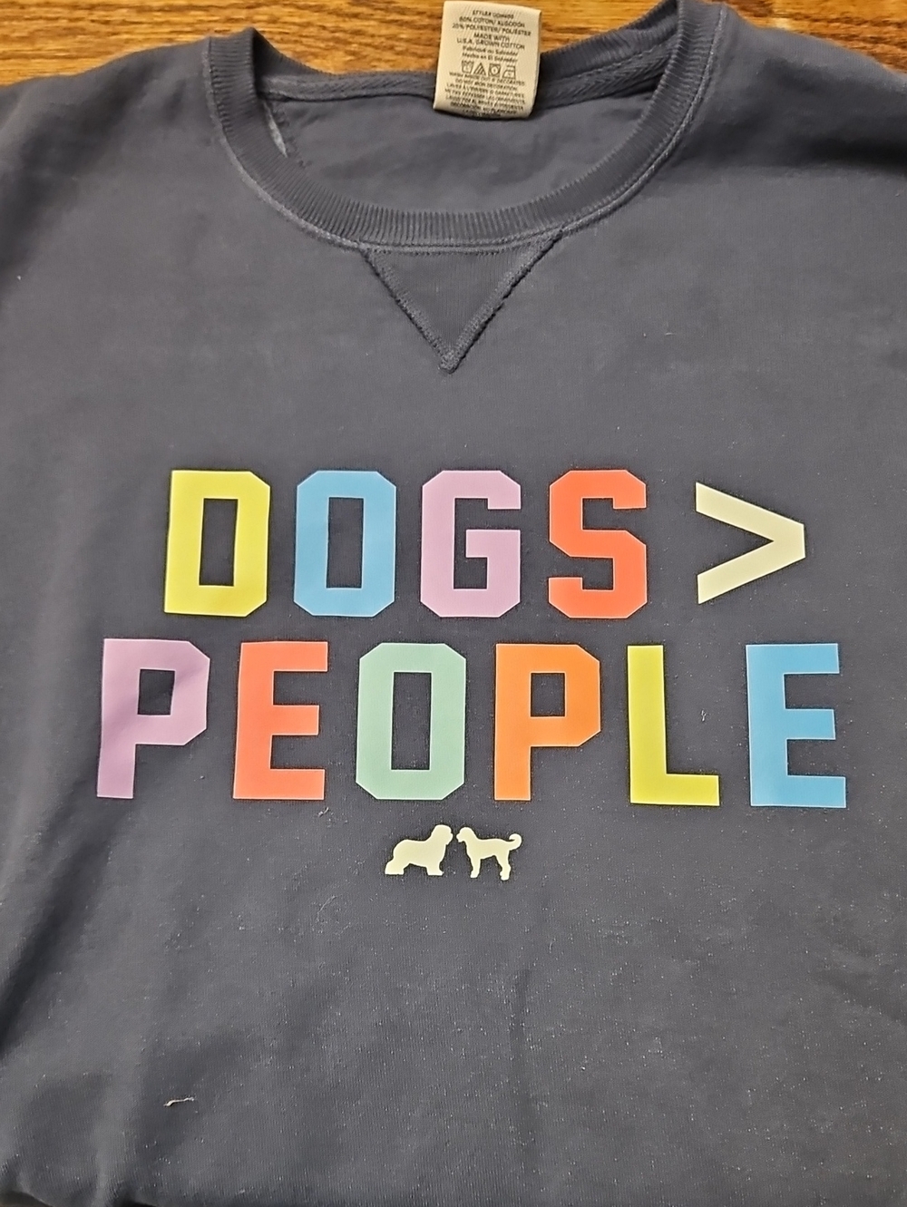 Women’s Navy Multicolor 'Dogs > People' Crewneck Sweatshirt